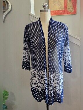 Maccine Lightweight Cardigan Navy Blue Floral Size Small